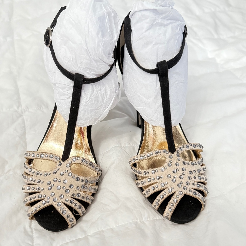 Madden Girl Black/Beige with Rhinestones